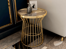 Load image into Gallery viewer, ONYX Marble Top Chrome Side Table