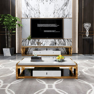 ABSTEIN Marble Top Chrome Coffee Table