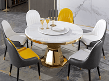 Load image into Gallery viewer, ZURICH Marble Top Round Dining Table with Turntable | Modern Luxury