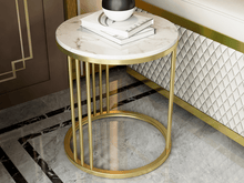 Load image into Gallery viewer, IBIS Modern Marble Top Chrome Side Table
