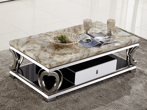 REIGN Marble Top Chrome Coffee Table