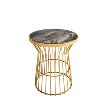 Load image into Gallery viewer, ONYX Marble Top Chrome Side Table