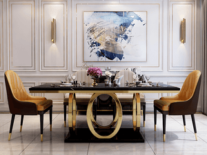 MENDES Luxury Marble Top Chrome Dining Table