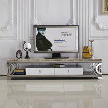 Load image into Gallery viewer, REIGN Marble Top Chrome TV Console