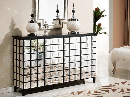 LEVINE Intricately Tiled Mirrored Sideboard
