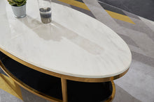 Load image into Gallery viewer, COURTNEY Oval Coffee Table | 2-Tier Marble &amp; Tempered Glass