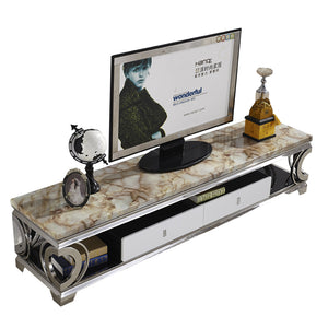 REIGN Marble Top Chrome TV Console