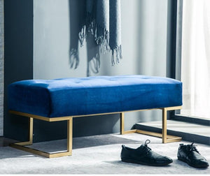 CHEVY Modern Luxe Bench | Button-Tufted & Chrome Base