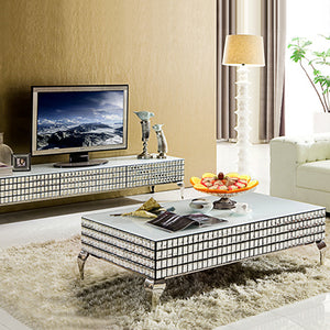 FONSECA Intricate Mirrored Luxury Coffee Table with Drawers