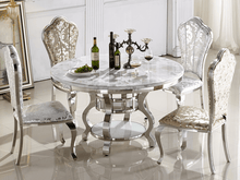 Load image into Gallery viewer, JAQUET Marble Top Round Dining Table with Turntable | Modern Luxury