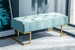 CHEVY Modern Luxe Bench | Button-Tufted & Chrome Base