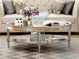SHANTEL Mirrored Luxury Oval Coffee Table | Modern French
